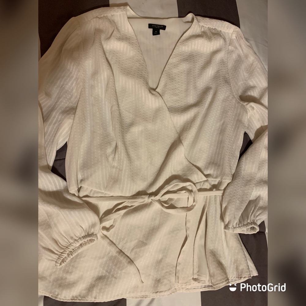 White faux wrap around blouse Worn Once